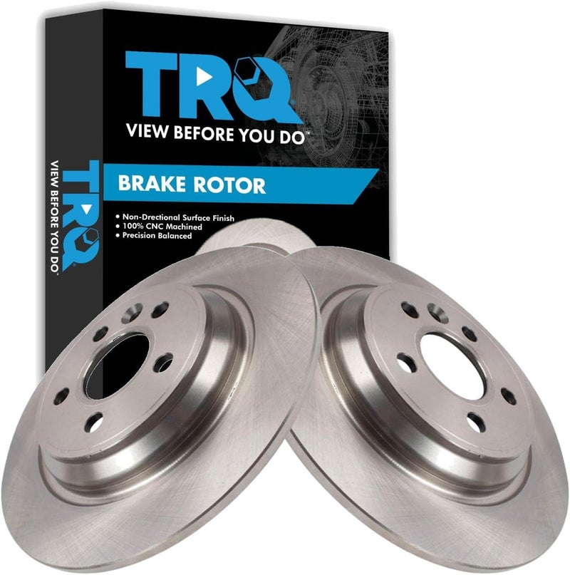 TRQ Rear Brake Rotor Set Solid Compatible with 2011-2018 Volvo S60 2016-2018 S60 Cross Country 2007-2016 S80 2015-2018 V60 2015-2018 V60 Cross Country 2008-2010 V70 2008-2016 XC70 - Image 1