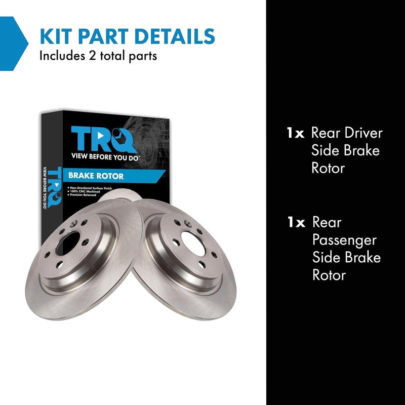 TRQ Rear Brake Rotor Set Solid Compatible with 2011-2018 Volvo S60 2016-2018 S60 Cross Country 2007-2016 S80 2015-2018 V60 2015-2018 V60 Cross Country 2008-2010 V70 2008-2016 XC70 - Image 2