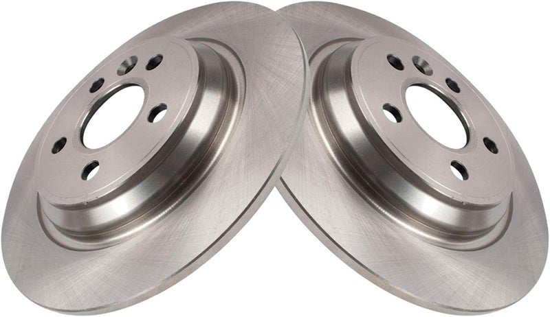 TRQ Rear Brake Rotor Set Solid Compatible with 2011-2018 Volvo S60 2016-2018 S60 Cross Country 2007-2016 S80 2015-2018 V60 2015-2018 V60 Cross Country 2008-2010 V70 2008-2016 XC70 - Image 3