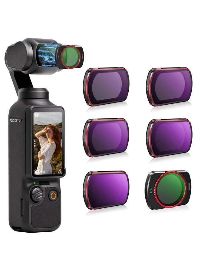 STARTRC STARTRAC Magnetic ND & CPL Filters Set for DJI Osmo Pocket 3 Creator Combo - 6 Pack CPL, ND 8, 16, 32, 64, 256, Ultra Slim Aluminum Frame  - Image 1