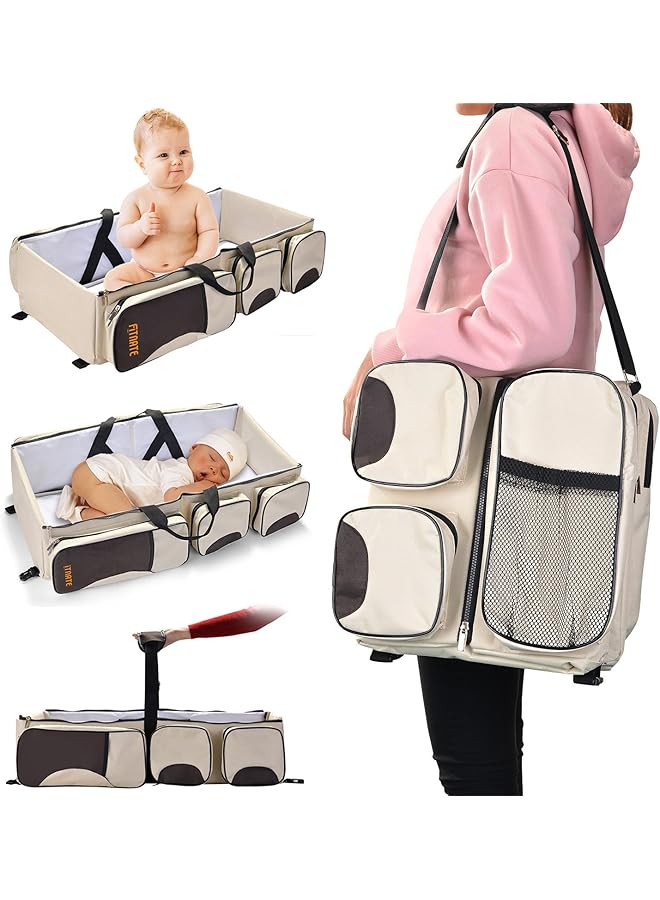 erorex 3 In 1 Diaper Bag Multi Function Baby Diaper Bag With Multi Pockets Portable Infant Travel Bassinet - Image 1