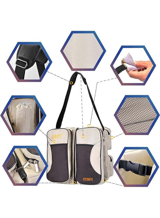 erorex 3 In 1 Diaper Bag Multi Function Baby Diaper Bag With Multi Pockets Portable Infant Travel Bassinet - Image 5