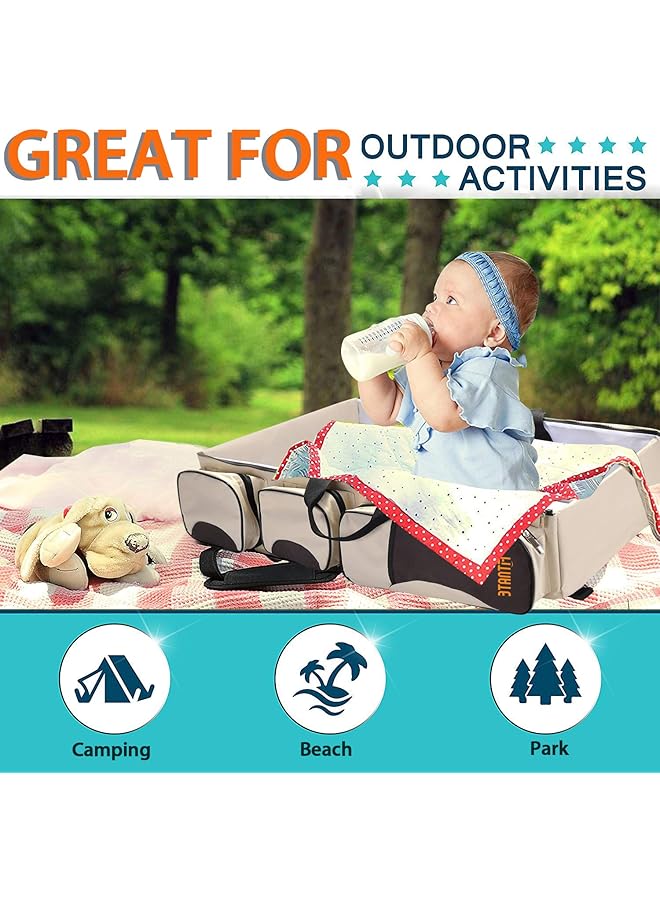 erorex 3 In 1 Diaper Bag Multi Function Baby Diaper Bag With Multi Pockets Portable Infant Travel Bassinet - Image 4