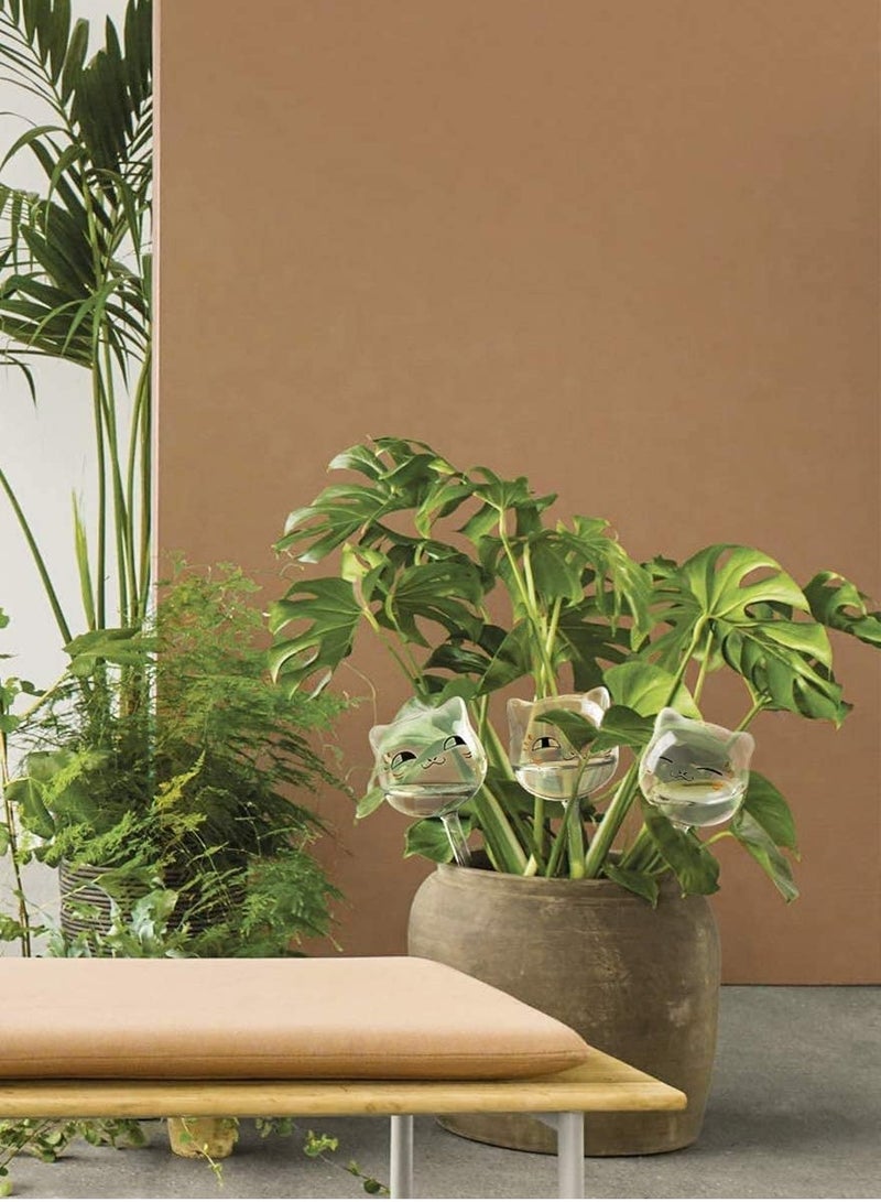 Barakah Plant Waterer Plastic Plant Watering Globes Self-Watering Bulbs Large Garden Watering Stakes Automatic Irrigation Device for Indoor Outdoor Plants Hand Blown Clear Glass for Indoor 3 Cats - Image 2