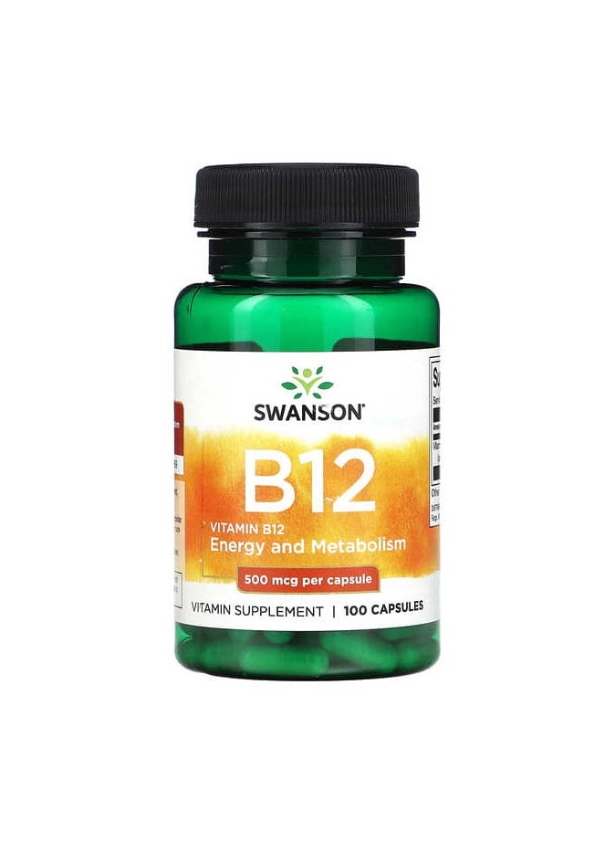 SWANSON Vitamin B12, 500 mcg, 100 Capsules 