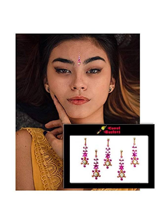 Comet Busters - Long Traditional Pink Bindi For Women (Bin037) - Image 1