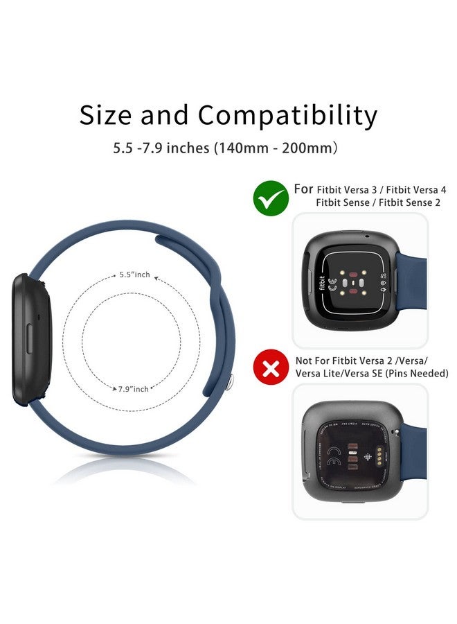 Tobfit Silicone Band for Fitbit Versa 3 4 Fitness Tracker,Soft Sport Strap for Fitbit Sense Fitness Tracker (Watch Not Included), Adjustable Wristband with Metal Buckle for Men Women - Image 2