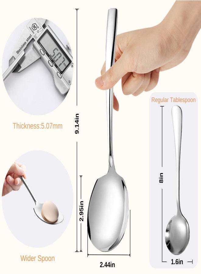 Kannei tec Large Stainless Steel Serving Spoons Set 9.14 Inch Big Serving Utensils for Buffet Parties Catering Dishwasher Safe(6-pieces, Silver) - Image 2