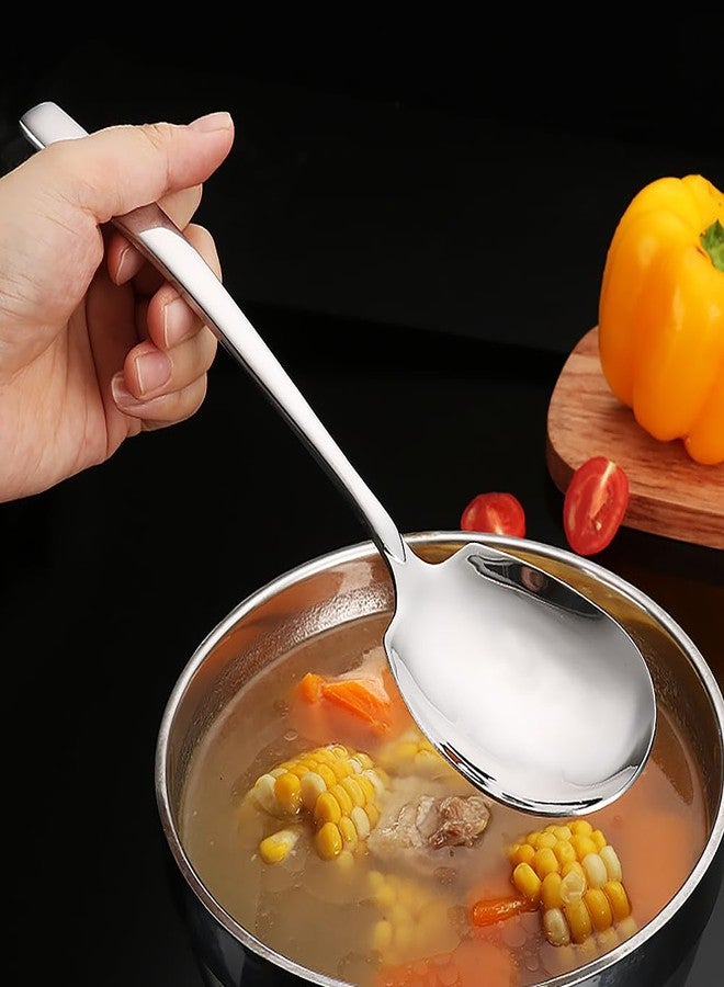 Kannei tec Large Stainless Steel Serving Spoons Set 9.14 Inch Big Serving Utensils for Buffet Parties Catering Dishwasher Safe(6-pieces, Silver) - Image 3