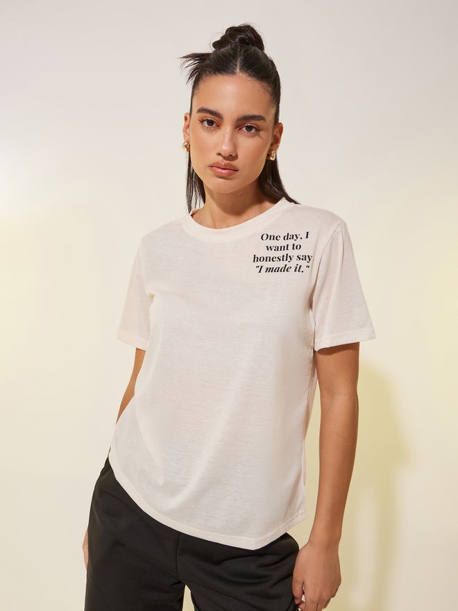 Take Two Slogan Print Round Neck T-Shirt - Image 1