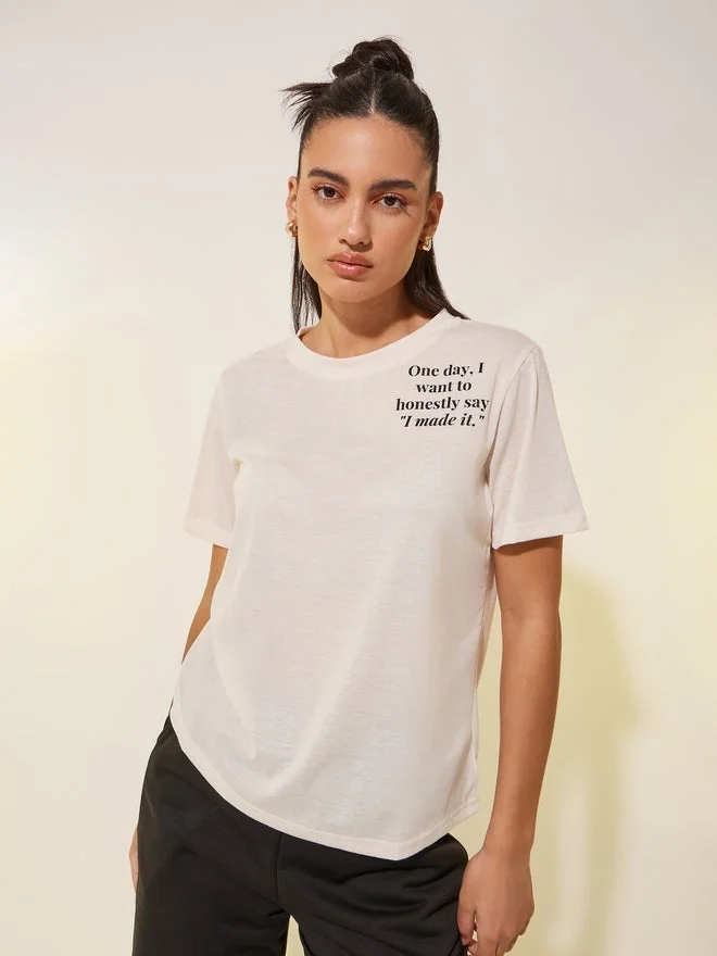 Take Two Take Two Slogan Print Round Neck T-Shirt
