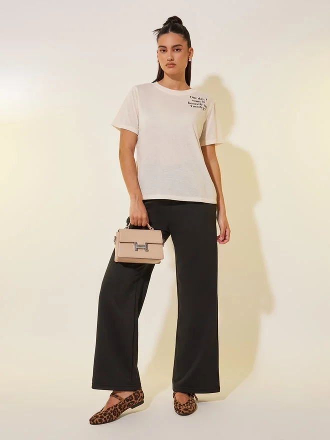 Take Two Take Two Slogan Print Round Neck T-Shirt