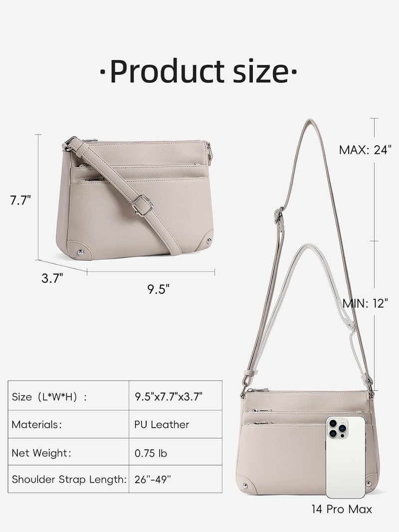 WESTBRONCO Crossbody Bags for Women, Medium Size Shoulder Handbags, Satchel Purse with Multi Zipper Pocket Grey - Image 4