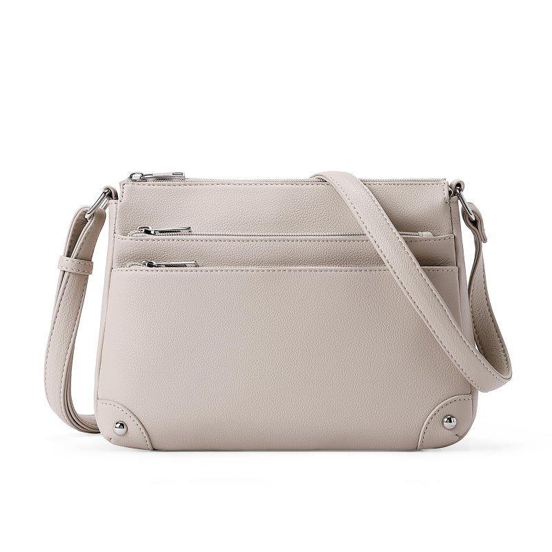 WESTBRONCO Crossbody Bags for Women, Medium Size Shoulder Handbags, Satchel Purse with Multi Zipper Pocket Grey - Image 1