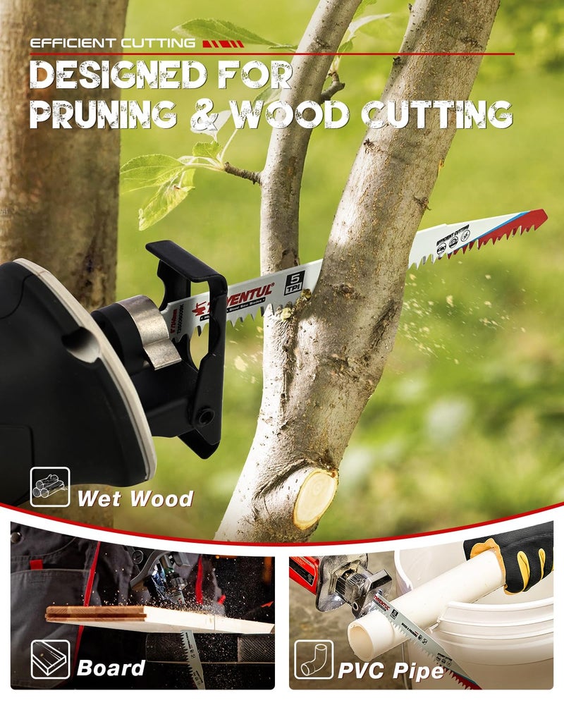 THYENTUL Wood Pruning Reciprocating Saw Blades,9 Inch Pruning Blades for Reciprocating Saw,Durable High Carbon Steel Reciprocal Saw Blades for Fast Tree Pruning & Wood Cutting (5 Pack/5TPI) - Image 4