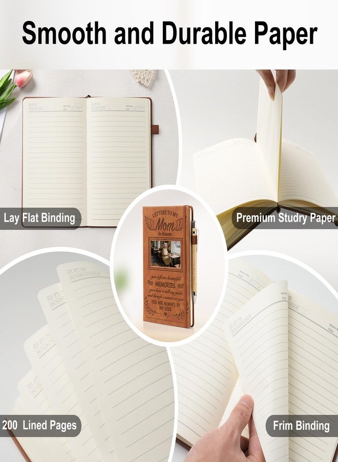EliteSign Memorial Gifts for Loss of Dad, Letters to My Father in Heaven Grief Journal with Photo Cover, Wood Pen & Angel Keychain, Sympathy Bereavement Gifts for Loss of Father, Dad Memorial Gift from Daughter Son - Image 4