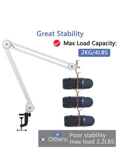 LEFAFA Boom Arm Mic Stand,  Heavy Duty Microphone Arm Stand Suspension Scissor Adjustable Mic Stand with Desk Mount, 3/8” to 5/8" Screw, Cable Ties, for Recording Gaming Streaming Podcasting(White, 55 cm)  - Image 4