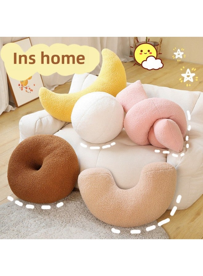 Nordic Ins Sofa Bay Window Pillow Bedroom Cushion Bed Pillow Living Room Moon Cashew Cute Girl Heart Shape-Specifications:See Details For Size-Color:Spherical-white - Image 2