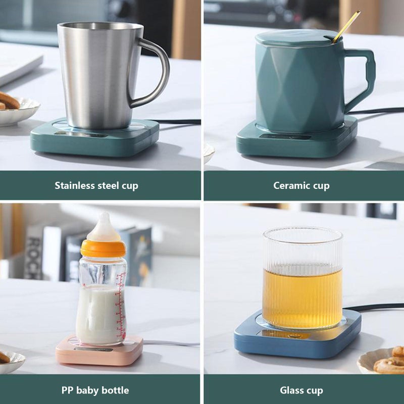 Green Coffee Mug Warmer Desk Mat For Milk Tea Heating Pad Home Office - Image 4