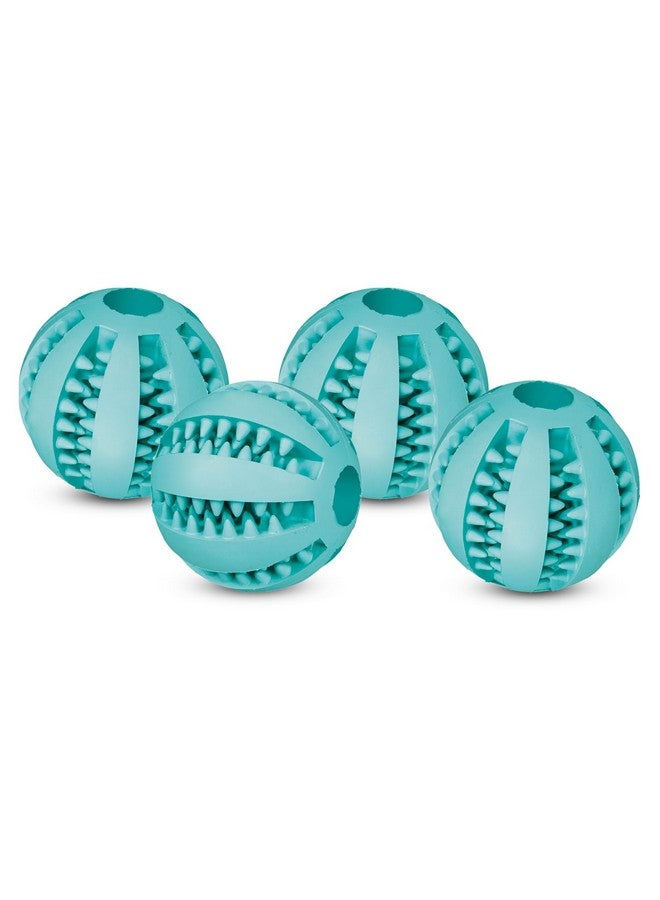 Trixie Denta Fun Ball Dog Toy, Made With Non-Toxic Natural Rubber, Prevents Plaque & Tartar - 5 Cm (Pack Of 4) - Image 1