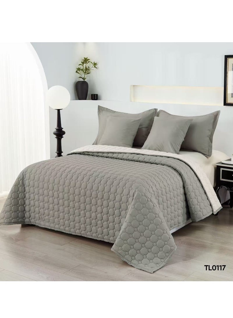 ShinyFlower Cotton Comforter Set for Single Bed 4-Piece Compressed Quilt Soft Microfiber Fabric 220 x 160 cm - Image 1
