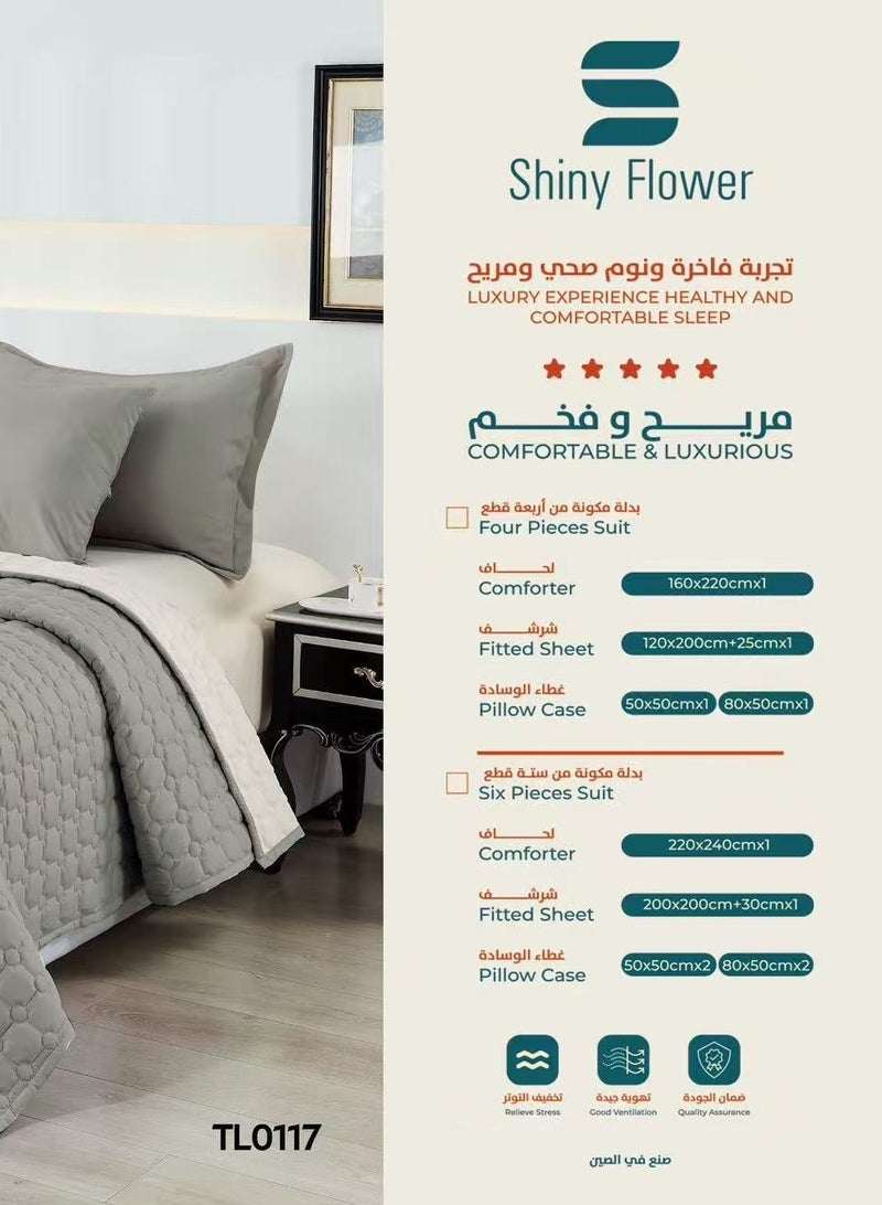 ShinyFlower Cotton Comforter Set for Single Bed 4-Piece Compressed Quilt Soft Microfiber Fabric 220 x 160 cm - Image 2