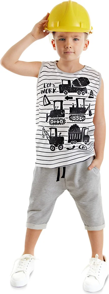 Denokids Construction Vehicle Boy T-Shirt Capri Shorts Set