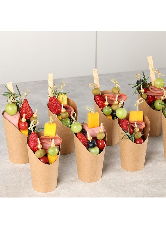 Generic 50 Pcs French Fries Holder Paper Charcuterie Cups, Disposable Take-out Party French Fry Cups, Waffle Paper Popcorn Boxes Sandwich Paper Cups Holder Wedding Food Trays 12oz (Brown)  - Image 5