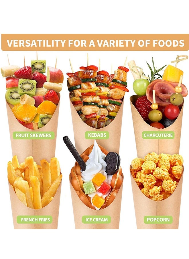 Generic 50 Pcs French Fries Holder Paper Charcuterie Cups, Disposable Take-out Party French Fry Cups, Waffle Paper Popcorn Boxes Sandwich Paper Cups Holder Wedding Food Trays 12oz (Brown)  - Image 3