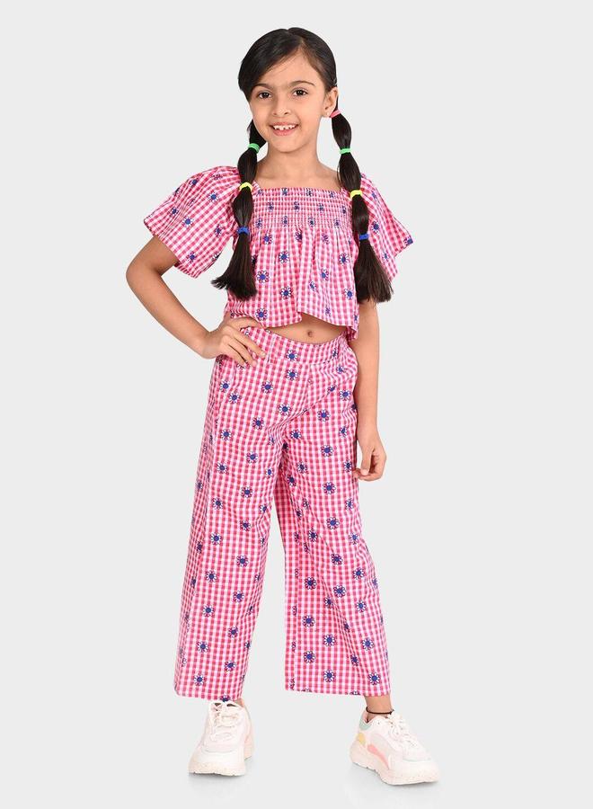 Bonkids Girl's Multicolour 100% Cotton Printed Regular Fit Clothing Set - Image 1