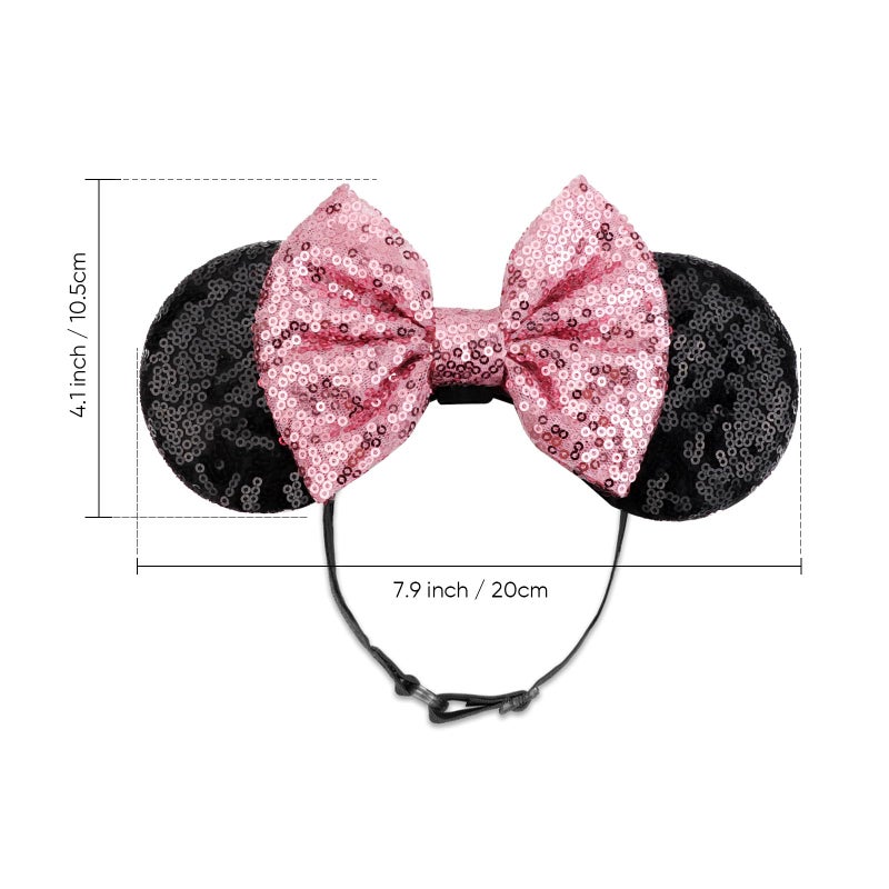AQOKKA Mouse Ears Headbands with Bow Minnie Ears Cosplay Costume Hair Accessories for Women Birthday Party Decoration - Image 2