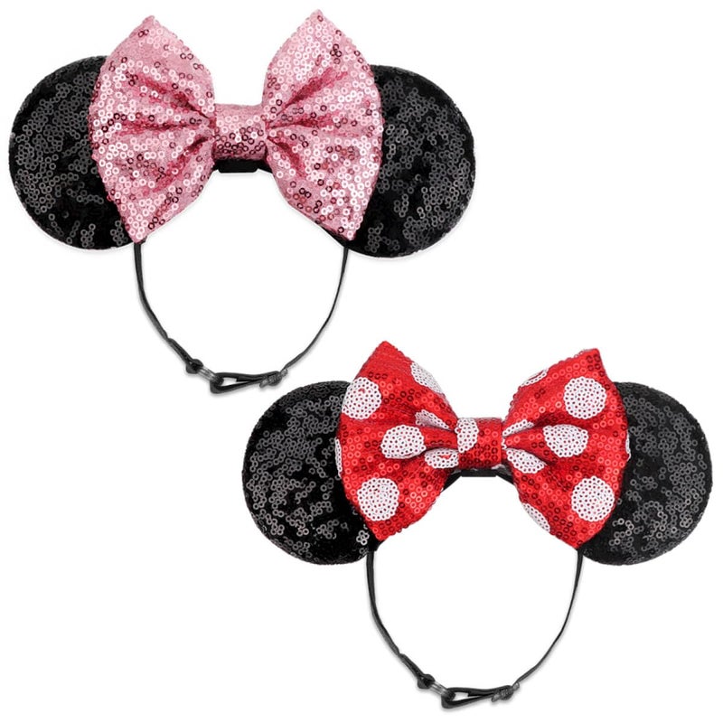 AQOKKA Mouse Ears Headbands with Bow Minnie Ears Cosplay Costume Hair Accessories for Women Birthday Party Decoration - Image 1