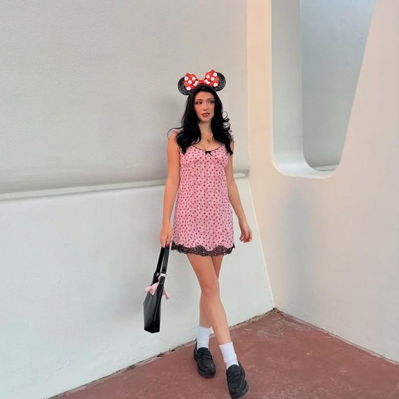 AQOKKA Mouse Ears Headbands with Bow Minnie Ears Cosplay Costume Hair Accessories for Women Birthday Party Decoration - Image 5