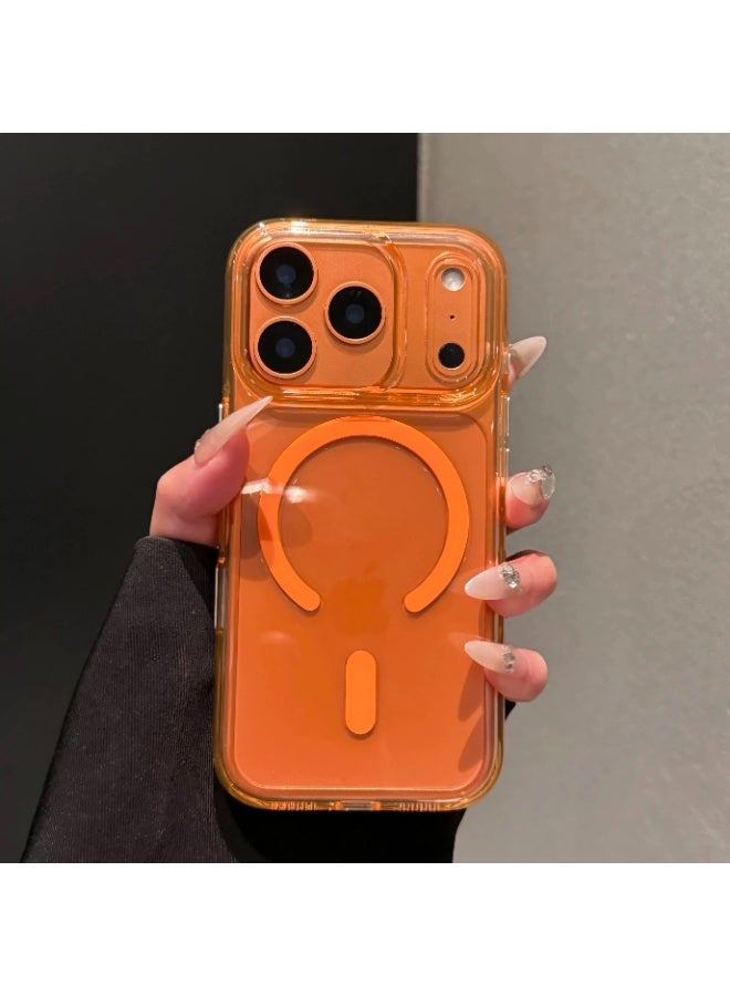 for iPhone 17 Pro Max Case with Camera AI Button, Heavy Duty Magnetic Shockproof Cover, Crystal Clear Anti-Yellowing & HD Screen Protection(orange) - Image 1