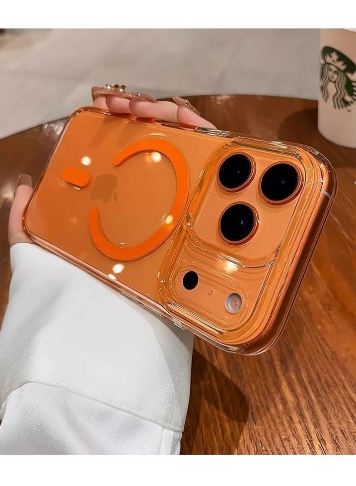for iPhone 17 Pro Max Case with Camera AI Button, Heavy Duty Magnetic Shockproof Cover, Crystal Clear Anti-Yellowing & HD Screen Protection(orange) - Image 3