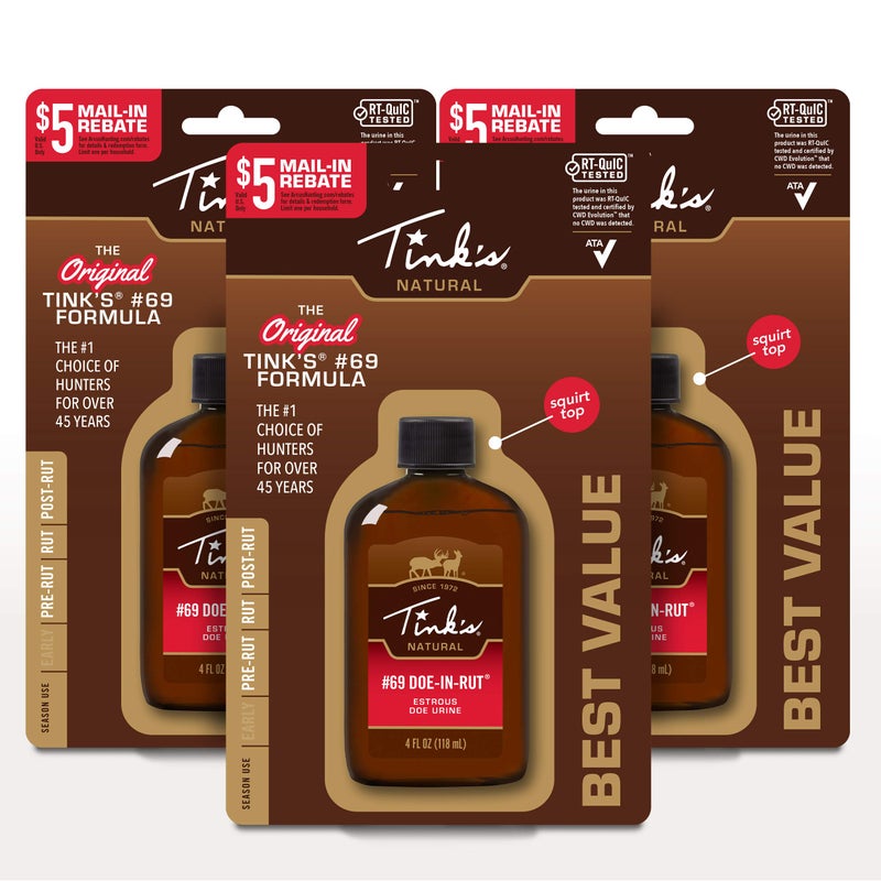 TINK'S Synthetic #69 Doe-in-Rut Deer Attractant Liquid Estrous Doe Urine Scent for Hunting (4 Oz) 3 Pack â€“ Longlisting Estrous Doe Urine Hunting Scents â€“ Hunting Lure/Attractant â€“ Advanced Deer Lure - Image 2