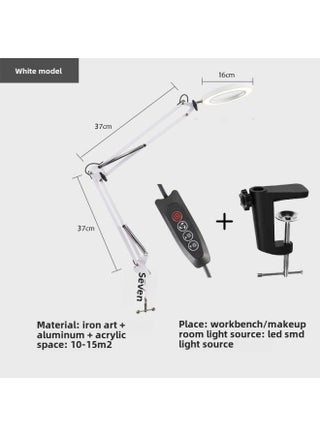 LED Long Arm Magnifying Glass Lamp Eye Protection Desk Lamp Study Dormitory Lamp Clip Desktop Maintenance Magnifying Glass Lamp-Light Source Power:12-Light Color:Long Arm White With Aluminum Clip (10-speed Dimming/3-speed Color Adjustment + Magnifying Glass) Water Drop Switch - pzsku/Z91FD5A5BA751E6531D4BZ/45/1746229784/1b25b486-0fae-4de7-a742-7748edf53634