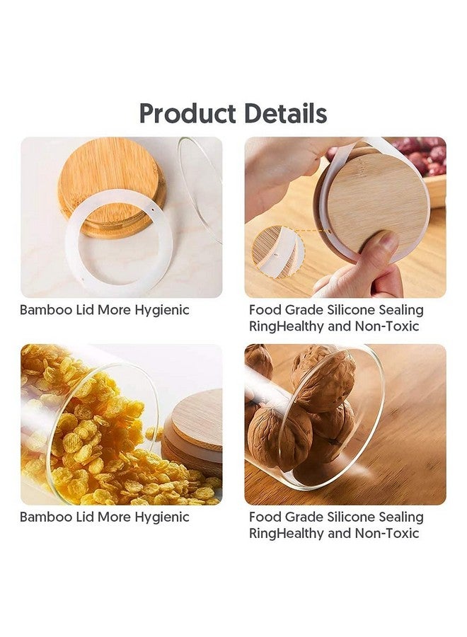 Brezzycloud 12 Set Glass Jars Set With Bamboo Airtight Lid And Lable,Spice Storage Container With Wooden Lid,Airtight Canister Jar For Kitchen ,Coffee,Beans,Candy,Nuts,Herbs (Set Of 12,220Ml),Clear - Image 3