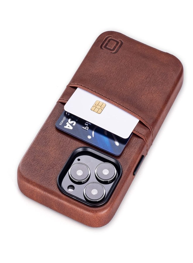 Dockem Wallet Case for iPhone 13 Pro with Built-in Metal Plate for Magnetic Mounting & 2 Credit Card Holder Pockets: Exec M2, Premium Synthetic Leather (6.1" iPhone 13 Pro, Brown) - Image 1