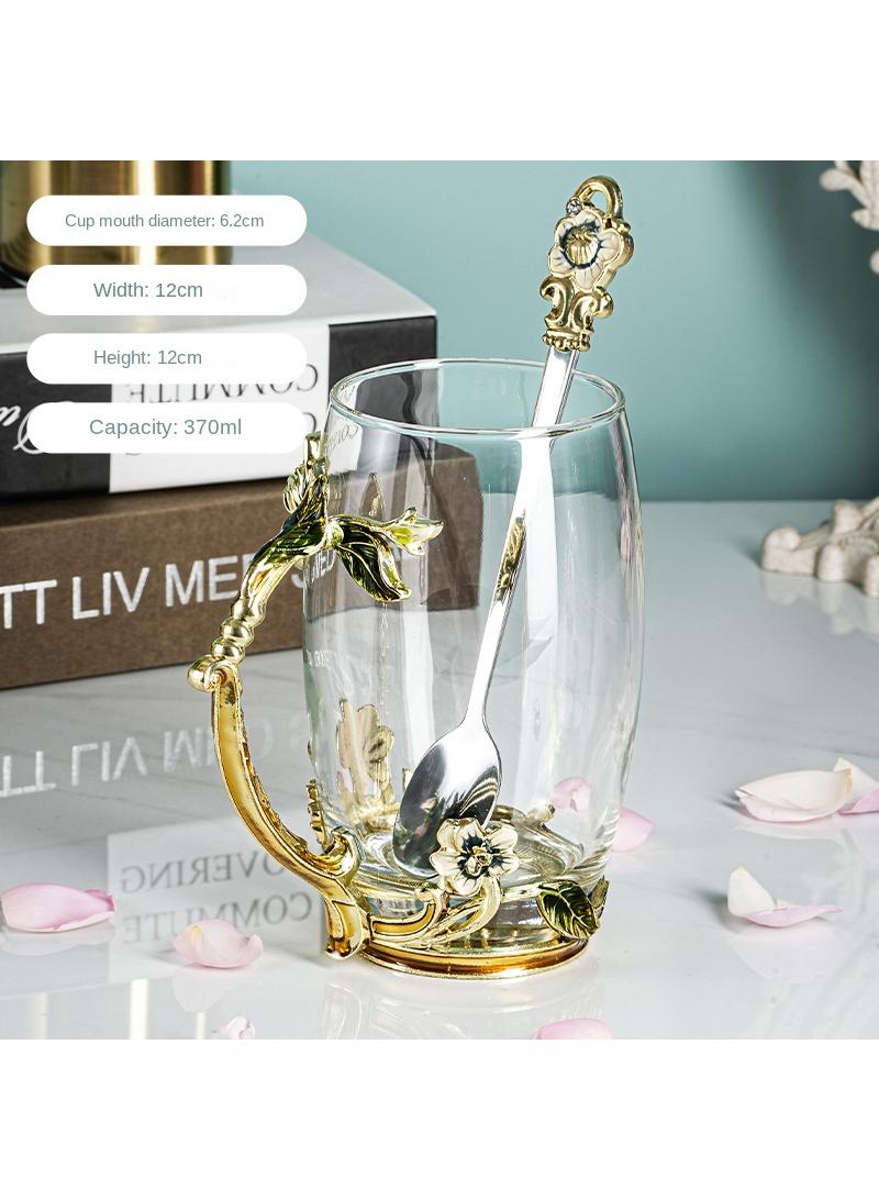 Y&D Enamel colored water cup, heat-resistant glass cup, flower tea cup, household cup, creative coffee cup