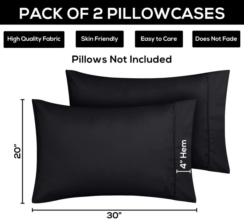 Utopia Bedding Standard Pillow Cases - 2 Pack - Envelope Closure - Soft Brushed Microfiber Fabric - Shrinkage and Fade Resistant Pillow Covers 20 X 26 Inches (Standard  Black) - Image 4