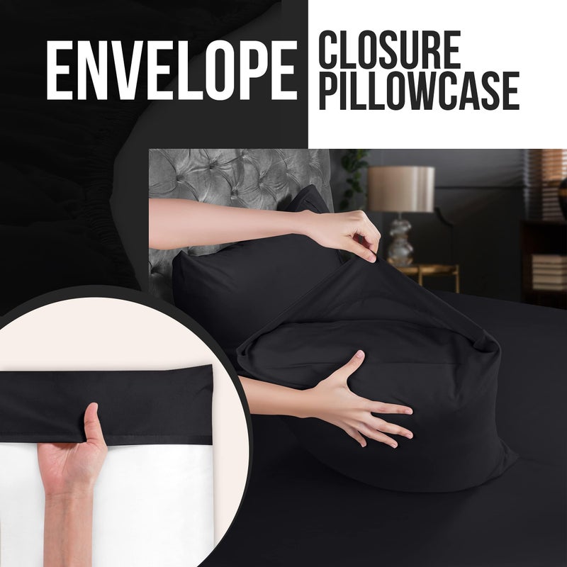 Utopia Bedding Standard Pillow Cases - 2 Pack - Envelope Closure - Soft Brushed Microfiber Fabric - Shrinkage and Fade Resistant Pillow Covers 20 X 26 Inches (Standard  Black) - Image 3