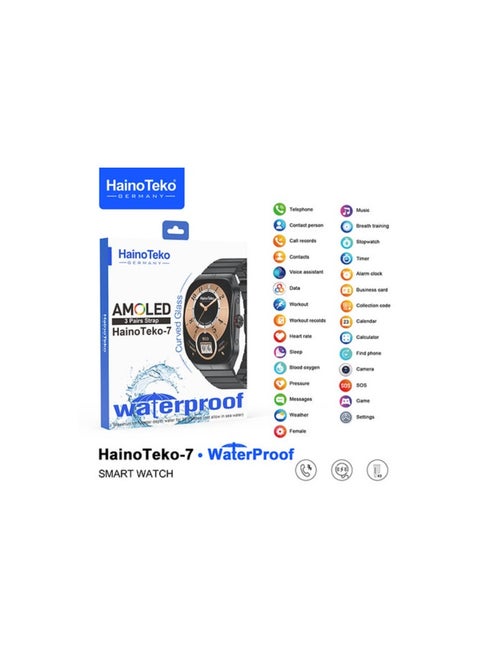 Haino Teko 7 Smart Watch with AMOLED Curved Display WATERPROOF & 3 Pairs of Straps