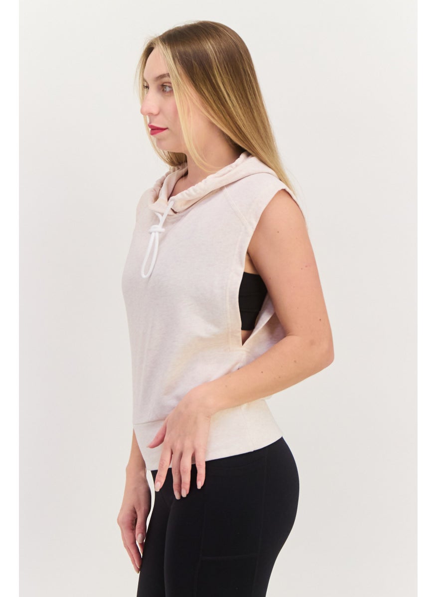 Adidas - Women Sportswear Fit Sleeveless Training Sweatshirt, Beige - Image 1