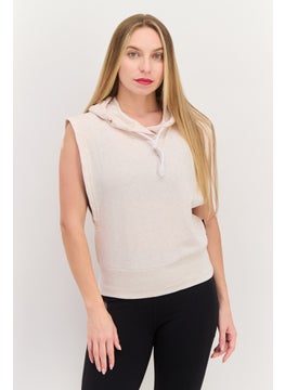 Women Sportswear Fit Sleeveless Training Sweatshirt, Beige