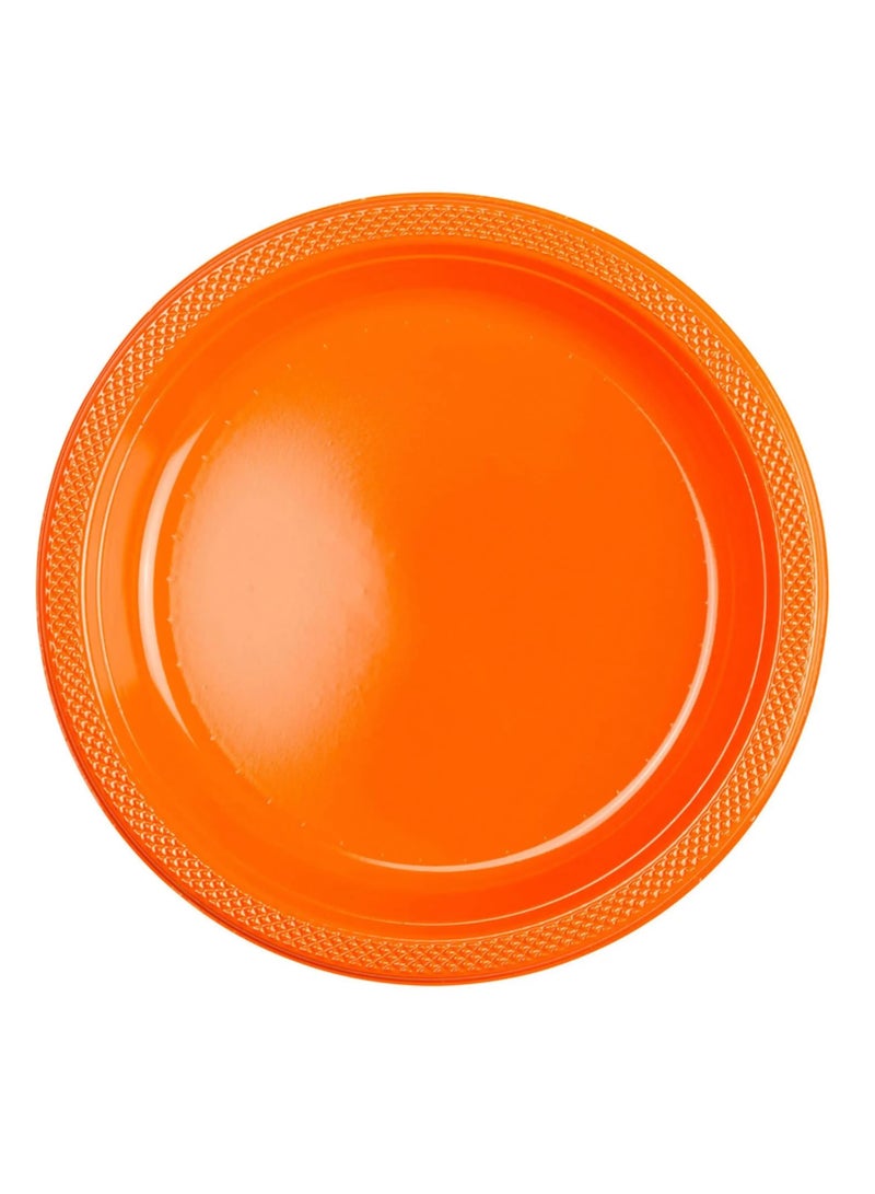 Amscan Party Special 7 Inch Dessert Food Grade Plastic Plates - Pack of 20. - ORANGE 