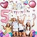 FIGEPO 5th Girl Birthday Unicorn Party Decorations set 5 Year Old Party Supplies for Girls with Balloons Garland kit Birthday Tablecloth Unicorn Banner - Image 4