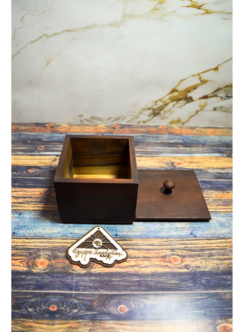 Egypt Antiques Large square spice box, handmade from healthy wood, with 100% natural colors from the heart of the tree  - Image 1