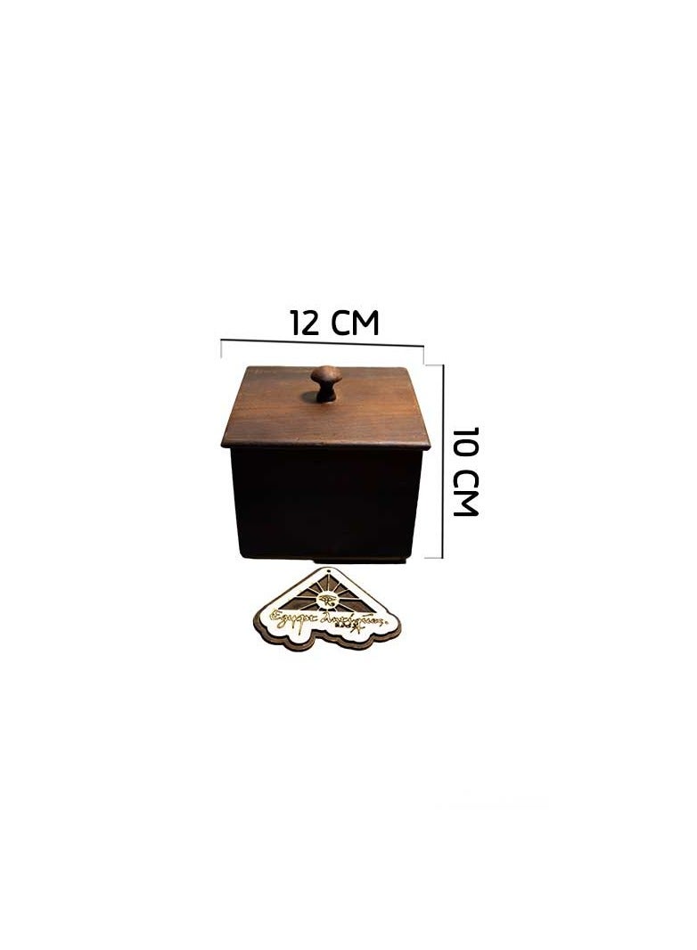 Egypt Antiques Large square spice box, handmade from healthy wood, with 100% natural colors from the heart of the tree  - Image 4