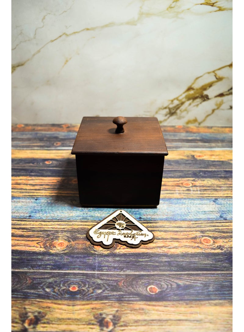 Egypt Antiques Large square spice box, handmade from healthy wood, with 100% natural colors from the heart of the tree  - Image 2